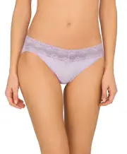 Natori BLISS PERFECTION Mascarpone Stripe Grape Ice Lace V-Kini Bikini O/S