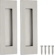 6 Inch Recessed Finger Flush Pulls for Pocket and Sliding Barn Doors, Brushed Stainless Steel Rectangular Door Pulls Hardware(2 Pack)