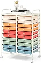 Giantex 20 Drawers Rolling Storage Cart w/Wheels, Tools Scrapbook Paper Organizer, Multipurpose Lightweight Storage Trolley, for School, Office, Home, Beauty Salon