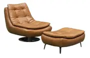 EL Alpine Leather Upholstered Feature Chair with Ottoman