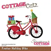 Festive Holiday Bike Christmas Present Tree Lights CottageCutz Metal Die $19.95