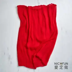 【NicoFun 愛定做】浪漫60 柳葉絲披肩式寬版圍脖(一入 四季可戴 領巾髮帶 髮箍 桑蠶絲巾 皺褶絲巾 真絲)