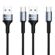 2PK RockRose Aspire AM 2.4A 1m USB-A to USB-C Phone Charging/PC Data Sync Cable