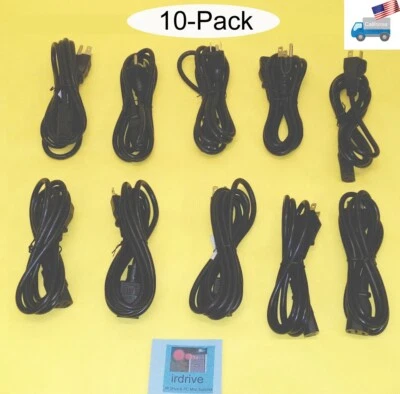 10-Pack: NEW Safe 3-Prong 5FT AC Power Cord for PC/Scanner/Monitor/ATX PSU