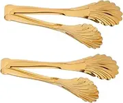 SECFOU 2pcs Stainless Steel Buffet Serving Tongs with Stylish Shell Design Ergonomic Grip for Salad and Food Serving Elegant Colored Plating for Parties and Catering Events
