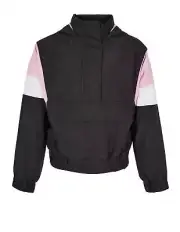 Girls Light 3-Tone Pull Over Jacket - Black / Girly Pink / White