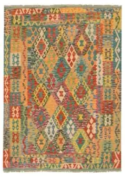 Vintage Hand Woven Kilim Rug 6'0" x 8'3" Traditional Wool Carpet