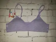 NWT Hanes Girls Size Medium Heathered Purple Pull Over Adjustable Strap Bra