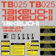 Decal Sticker Set Takeuchi TB025 Mini Digger Excavator Decal Set