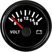 Digital Car Voltmeter Round Pointer Display Waterproof Gauge Meter with LED for Boat Auto Mobile Motor Universal 12V 24V Automotive Voltmeter(C)