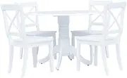 Dining Sets 5 Piece Dining Set Solid Rubber Wood White Kitchen Sets