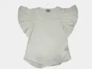 $100 Neiman Marcus Women's White V-Neck Flutter Sleeve Blouse Top Size S