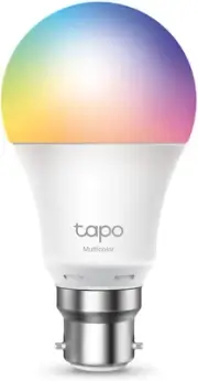 Tapo Smart Wi-Fi Light Bulb, Multicolour, B22, 60W Equivalent, Preset, Schedule