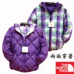 【台灣黑熊】美國 THE NORTH FACE 女童 550FP 雙面穿連帽羽絨外套 AUUDJC0 紫色