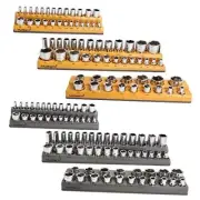 Set - Socket Holder Set Contain SAE Metric 1/4", 6PC Magnetic Socket Organizer