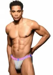 NWT Brand New AC Andrew Christian Jockstrap Underwear Pink & Blue Happy Large