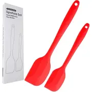 Silicone Spatula Set 2 Pcs Heat Resistant Rubber Spatula for Non-stick Cookware BPA Free (Red)