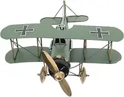 FUTUREORYY Vintage Metal Airplane Model Retro Iron Aircraft Ornament for Home Decor Unique Desk Decoration for Adults Detailed Design Biplane Figurine Present for Aviation Enthusiasts