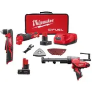 Milwaukee Multi-Tool 12V Li-Ion Cordless w/Caulk Gun+Right Angle Drill+Battery