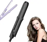 2 in 1 Mini Dual Purpose Curling Iron,Upgraded Mini Curling Wand & Flat Iron Hair Straightener,Portable Travel Curling Wand Hair Straightener for Short HAIR All Hairs Types (Black)