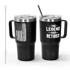 Happy Retirement Gifts Tumbler with Handle, THE LEGEND HAS RETIRED BLACK