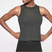 NWT Athleta Micro Mesh Cropped Grey Sleeveless Tank Size Large