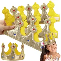 在飛比找蝦皮購物優惠-可調節炫金皇冠無紡布公主王子鑽石帽子兒童髮飾生日派對裝飾用品