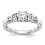 0.30ct. CZ Solid Real 14K White Gold Peg Set Engagement Ring