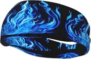 [WURTON] Indigo Flame Print Print Sports Sweatband - Multi-Functional Sport Headbands Kids, Men, Women Running, Yoga