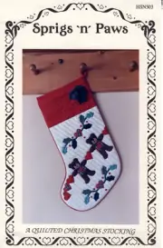 "Sprigs 'n' Paws" ©1987 Hearthsewn Quilted Christmas Stocking Pattern # HSN503