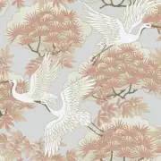 Wallpaper Sprig & Heron Coral Peach Gold Taupe White , 60 sq ft Bolt