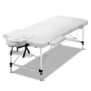 Zenses Massage Table 75cm 2 Fold Aluminium Massage Bed Portable Beauty Therapy White