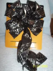 Halloween Spider Web Bow Black & Silver 12" X 28" New