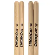 ChromaCast 2B & 5B USA Made, Wood Tipped, Hickory Drumsticks | 2 Pairs