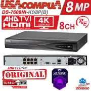 Hikvision 8CH NVR 8MP 4K 8CH PoE H.265+ 4KHDMI DS-7608NI-K1/8P-4T 4TB HARD DISK