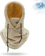 [Generic] Sherpa Hood Ski Mask for Men & Women, Windproof Plush Cold Weather Gear, Ski Mask for Snowboarding & Outdoor Activities