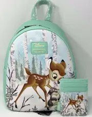 NWT EXCLUSIVE Loungefly Disney Bambi Snow Day Thumper Mini Backpack & Cardholder