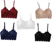 [FOYTOKI] Woman Tank Tops 5pcs Sunflower Stylish Breast Wraps White Bralettes for Women Tops Bra Bralette Crop Bra Half Camisole Wireless Half Elastic lace Miss Sun Flower