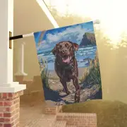Chocolate Labrador Oregon Beach Summer Yard Flag, Dog Mom Flag Birthday Gift