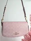 Coach Andrea Shoulder Bag In Signature Canvas Powder Pink CV973 ✨No US Tariffs✨