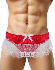[Generic] Mens Satin Panties Frilly Lace Skirts Thongs G-Strings Crossdressers Sexy Underwear Men Lingerie