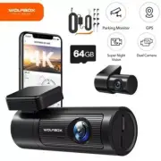 WOLFBOX Mini Dash Cam 4KFront and Rear Dashcam with GPS WiFi APP Control 64G SD