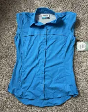 Magellan Fish Gear Button Up Women Blue Moisture Wicking Small