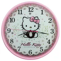 在飛比找Yahoo奇摩購物中心優惠-HELLO KITTY 甜蜜粉超靜音掛鐘 JM-W598KT