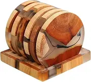 Resin Wood Coasters | Wooden Drink Coasters | Coasters with Holder | Decorative Cup Cover | Table Drink Mats | Coaster Gift Set | Unique Resin Coasters for Family, Friends, Thanksgiving, Halloween