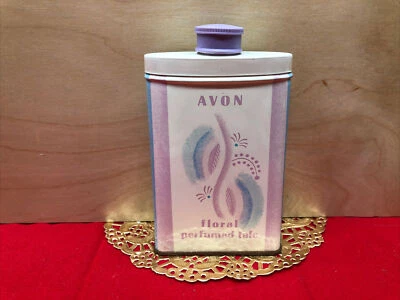 vintage avon floral perfumed Talc Body Powder Tin Container NOS