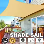 Sun Shade Sail 98% UV Block 320 GSM Rectangle Triangle Heavy Duty Shade Cloth