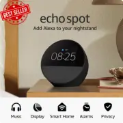 Echo Spot (2024 Release) | Smart Alarm Clock with Vibrant Sound + Alexa, Black