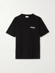 [Balenciaga] Balenciaga - Oversized Embroidered Cotton-jersey T-shirt - Black - M M Black