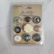 Tim Holtz Ideaology Decorative Buttons Crafting Sewing Mixed Media 9 Buttons